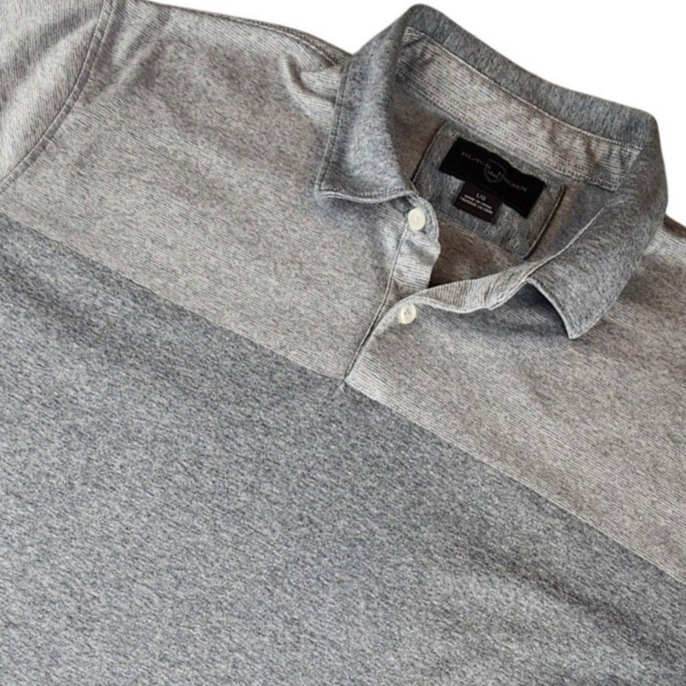 Black Brown 1826 Mens Grey Color Block Cotton Polo Shirt Large Short Sleeve